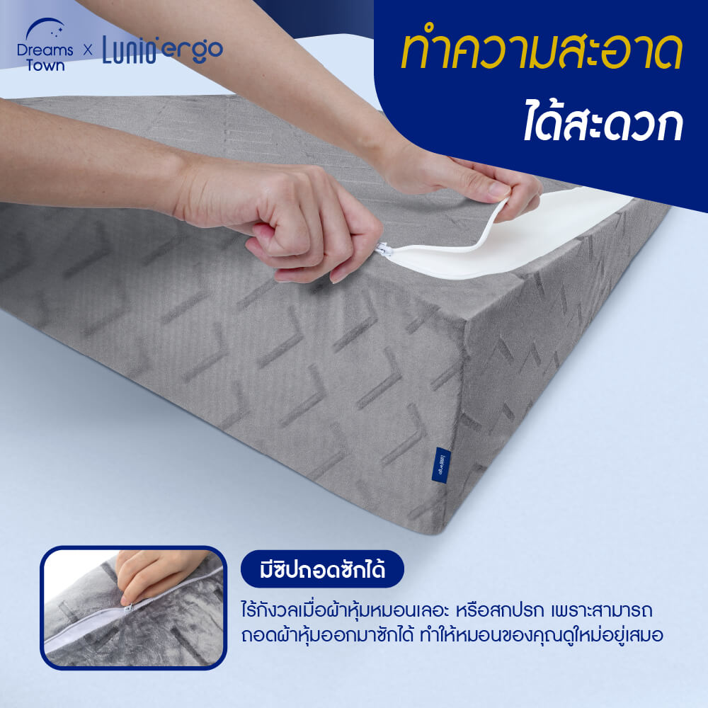 หมอนทรงสามเหลี่ยม Lunio Breeze Wedge Pillow ลดกรน _6