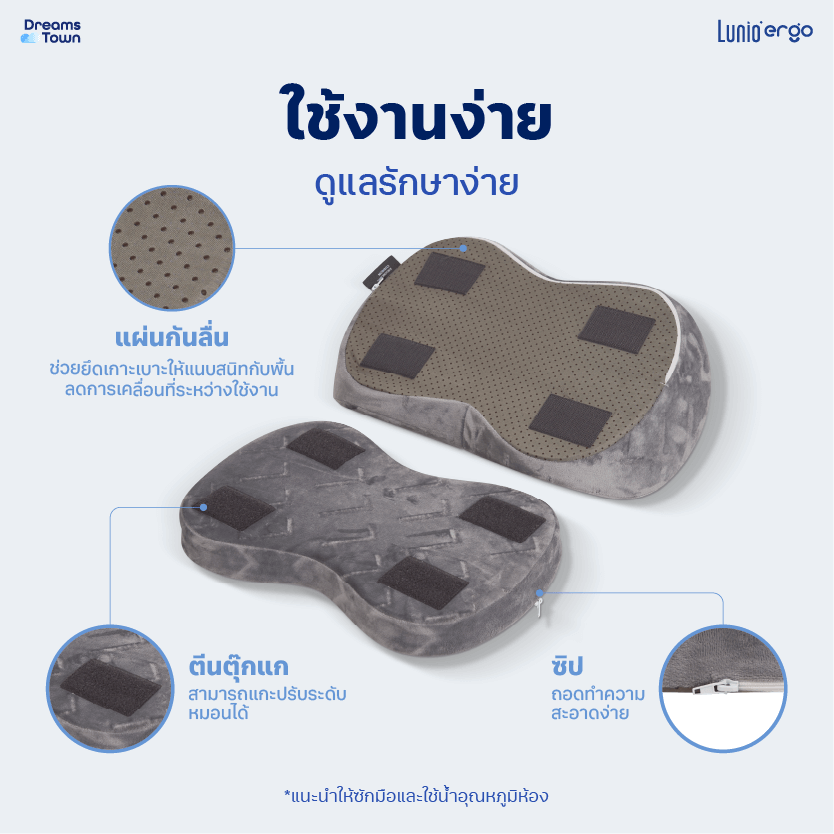 หมอนรองเท้า ที่วางเท้า LUNIO ERGO WAVE FOOTREST CUSHION