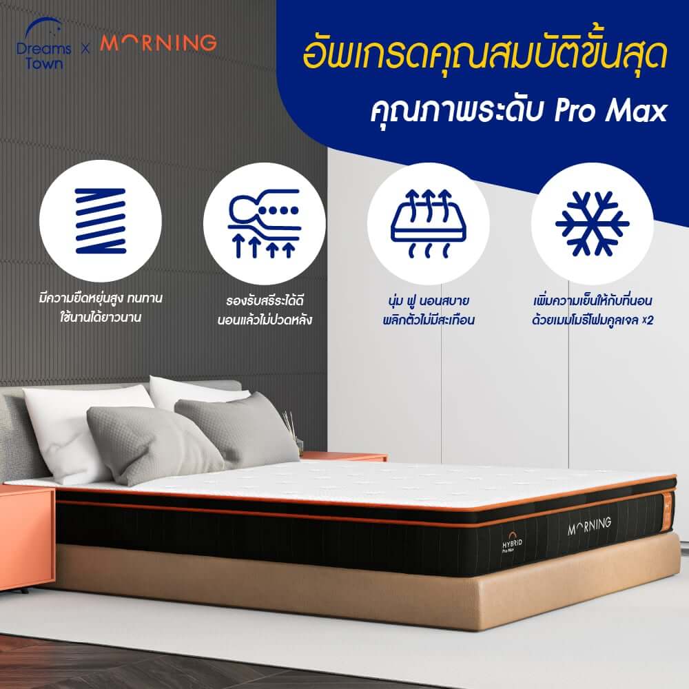 ที่นอนพ็อกเก็ตสปริงดับเบิ้ลพรีเมียมเมมโมรี่โฟม 3.5 ฟุต Morning Sleep Hybrid Pro Max หนา 10 นิ้ว_7