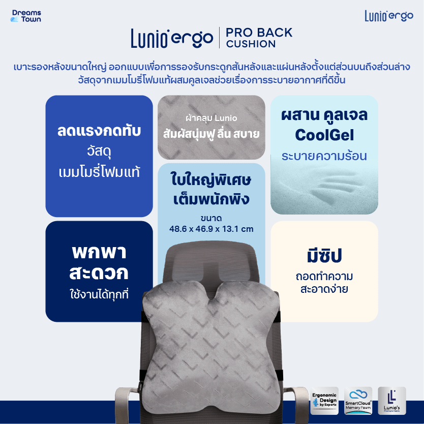 เบาะรองหลัง LUNIO ERGO PRO BACK CUSHION