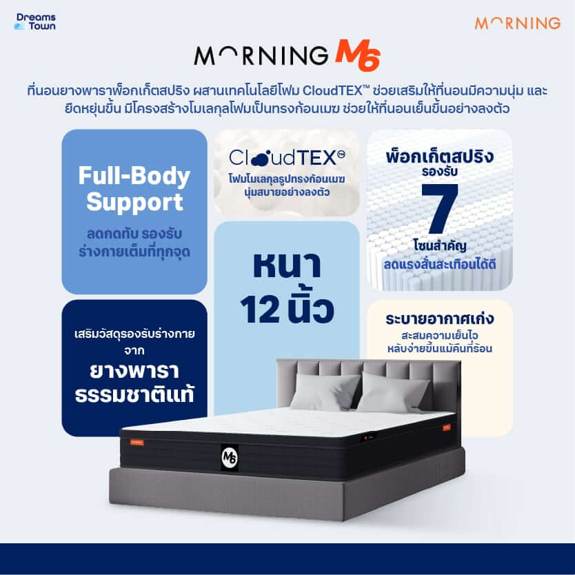 ที่นอนยางพารา 3.5 ฟุต Morning Sleep M6_8