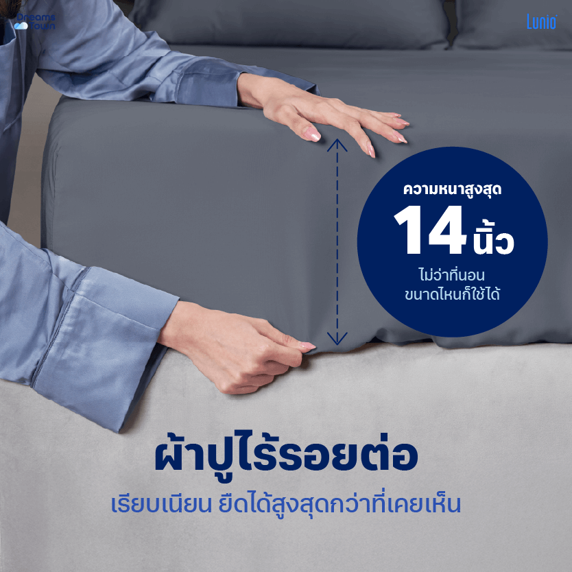 ผ้าปูที่นอน 6 ฟุต LUNIO SPACECOOL BAMBOO BEDDING SET SATURN BLUE