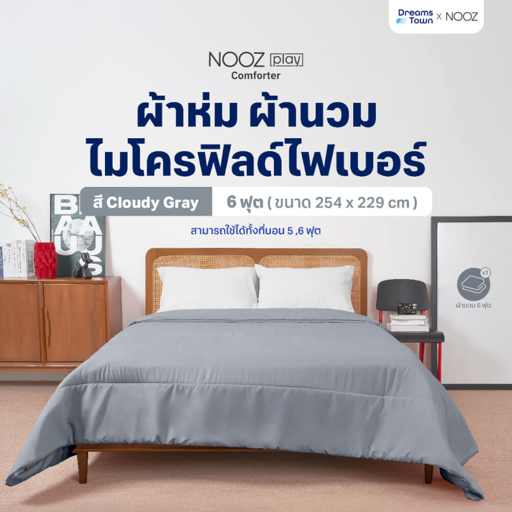ผ้านวม 5,6 ฟุต Nooz Play รุ่น Comforter สีเทา Cloudy Gray
