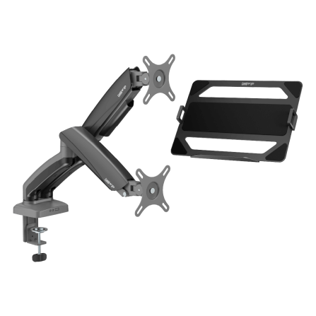 [เซ็ตสุดคุ้ม] LUNIO ERGO MONITOR ARM CYBOT สีเทา 2 แขนจับจอคอม มาพร้อม แท่นวางโน็ตบุ๊ค แลปท็อป LUNIO ERGO CYPAD สีดำ_0