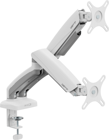 LUNIO ERGO MONITOR ARM CYBOT แขนจับจอ ขาตั้งจอ สีขาว หมุนได้360° ช่วยปรับท่านั่ง ลดดการปวดคอบ่าไหล่ เพิ่มจำนวนจอคอม 2 แขน_0