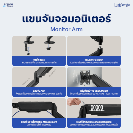 [เซ็ตสุดคุ้ม] LUNIO ERGO MONITOR ARM CYBOT สีดำ 2 แขนจับจอคอม มาพร้อม แท่นวางโน็ตบุ๊ค แลปท็อป LUNIO ERGO CYPAD สีดำ_1