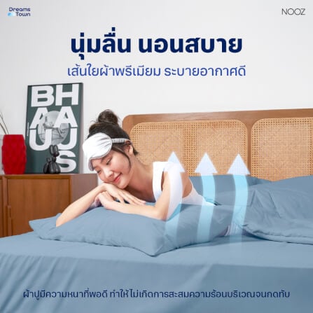 ผ้าปูที่นอน 5 ฟุต Nooz Play รุ่น Bedding Set สีฟ้า Sky Blue_2