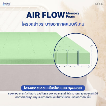 ท็อปเปอร์เมมโมรี่โฟม 3.5 ฟุต NOOZ COMFORT THE AIRLY GREEN TEA_3