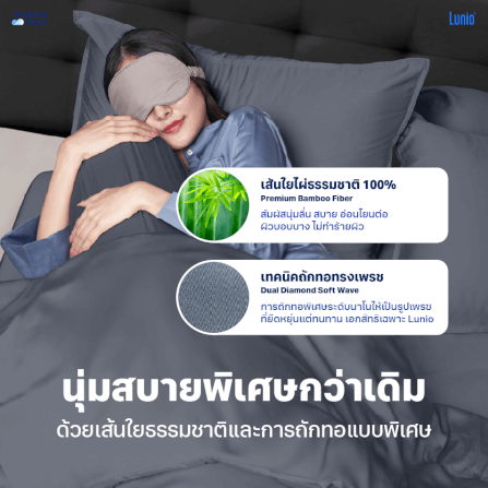 ผ้าปูที่นอน 6 ฟุต LUNIO SPACECOOL BAMBOO BEDDING SET SATURN BLUE_3