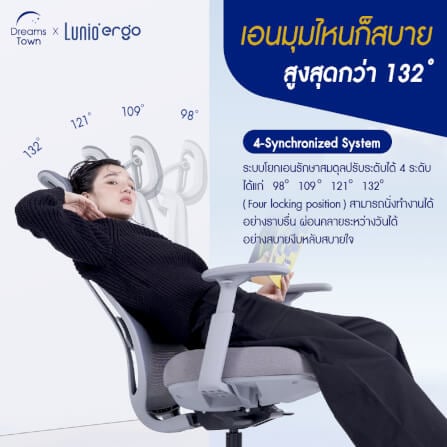 เก้าอี้ทำงาน เพื่อสุขภาพ LUNIO ERGO APOLLO CHAIR BLACK JET สีดำ_4