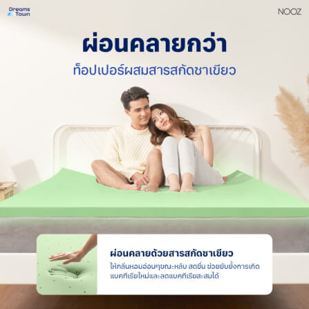ท็อปเปอร์เมมโมรี่โฟม 3.5 ฟุต NOOZ COMFORT THE AIRLY GREEN TEA_5