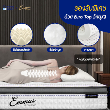 ที่นอนยางพาราแท้ เสริมสปริง 3.5ฟุต EMMAS OHIO LATEX PLATINUM หนา 8 นิ้ว_5