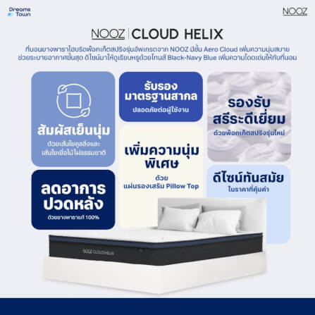 ที่นอนยางพาราแท้ เสริมพ็อกเก็ตสปริง 5 ฟุต NOOZ Cloud Helix_7