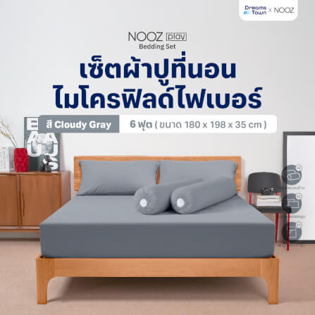 ผ้าปูที่นอน 6 ฟุต Nooz Play รุ่น Bedding Set สีเทา Cloudy Gray_9