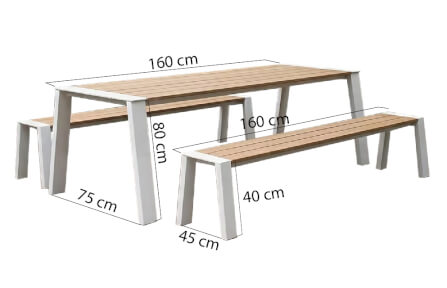 ม้านั่งภายนอก SALABANSUAN รุ่น HOLLI TABLE SET 160CM สีไม้ธรรมชาติ_1