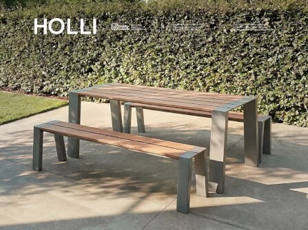 ม้านั่งภายนอก SALABANSUAN รุ่น HOLLI TABLE SET 160CM สีไม้ธรรมชาติ_4
