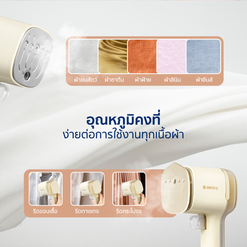 เตารีดไอน้ำพกพา ALECTRIC รุ่น A-HI1 สีครีม