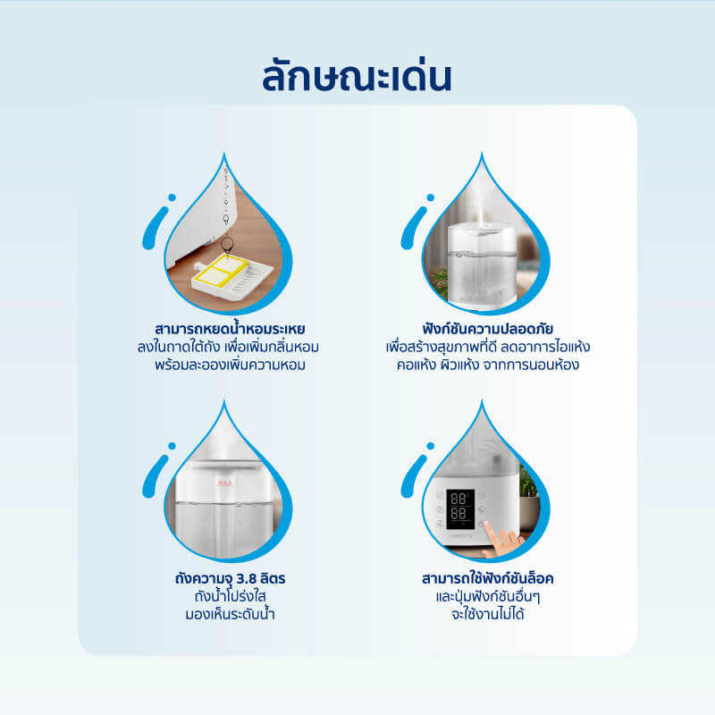 เครื่องเพิ่มความชื้น ALECTRIC รุ่น AH1 สีขาว