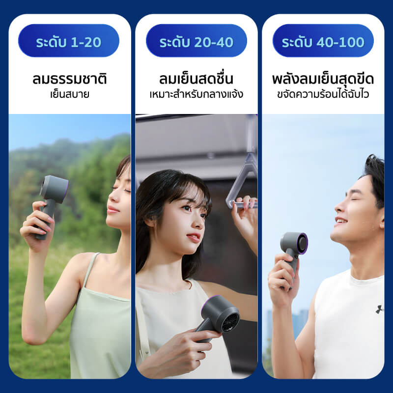 พัดลมพกพา ALECTRIC รุ่น CF1 สีม่วง/เทา