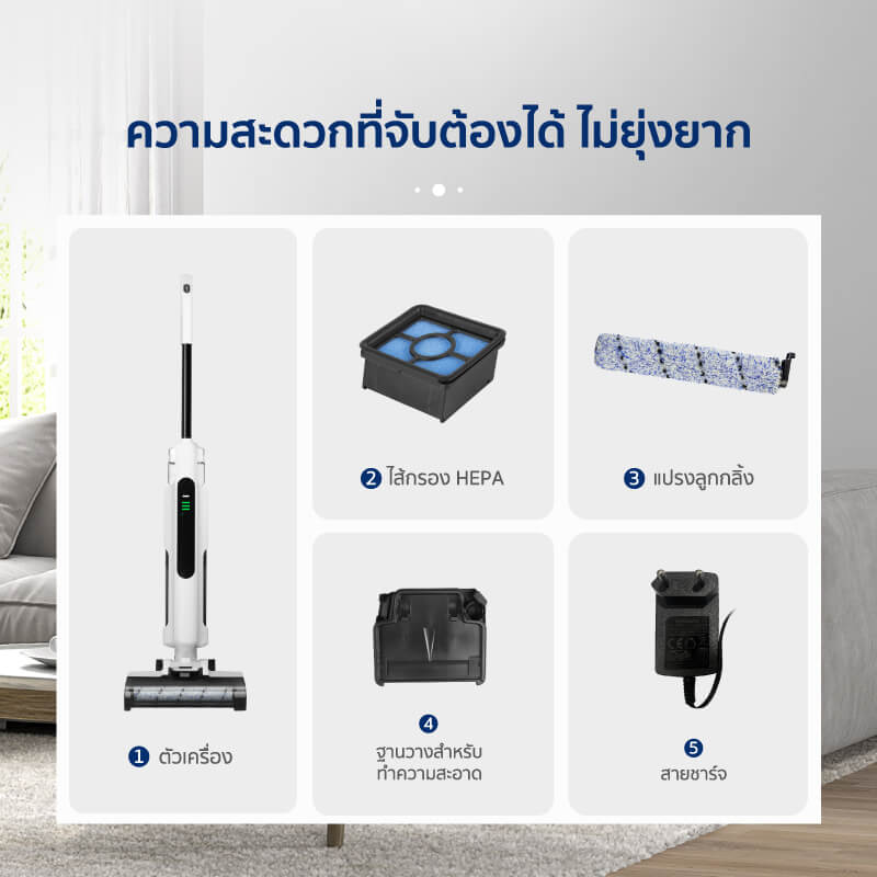 เครื่องดูดฝุ่นแบบด้าม ALECTRIC รุ่น V-PRO สีขาว