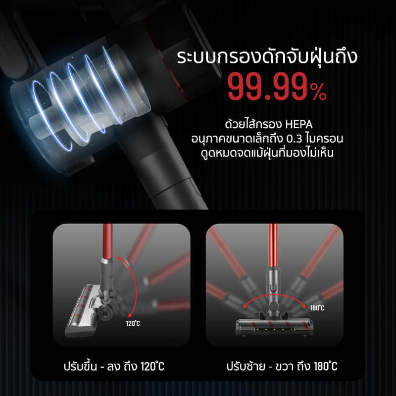 เครื่องดูดฝุ่นแบบด้าม ALECTRIC รุ่น AIRBOOST สีดำ/แดง