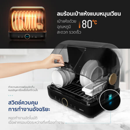 เครื่องอบจานไฟฟ้าพรัอมแสง UV ALECTRIC รุ่น DV1 สีขาว_4