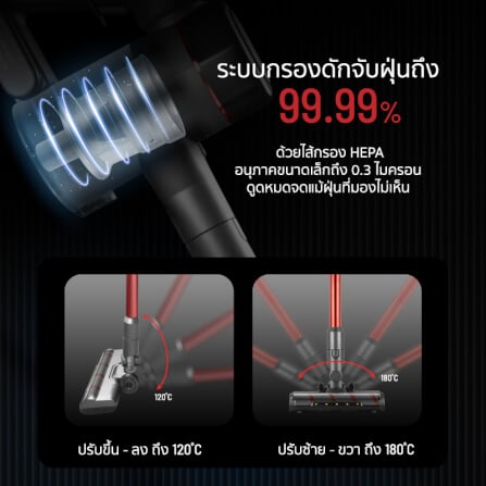 เครื่องดูดฝุ่นแบบด้าม ALECTRIC รุ่น AIRBOOST สีดำ/แดง_7