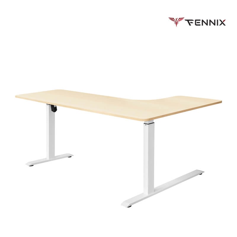 โต๊ะทำงานเพื่อสุขภาพ Fennix รุ่น L-Shaped สีโอ๊ค/ขาว