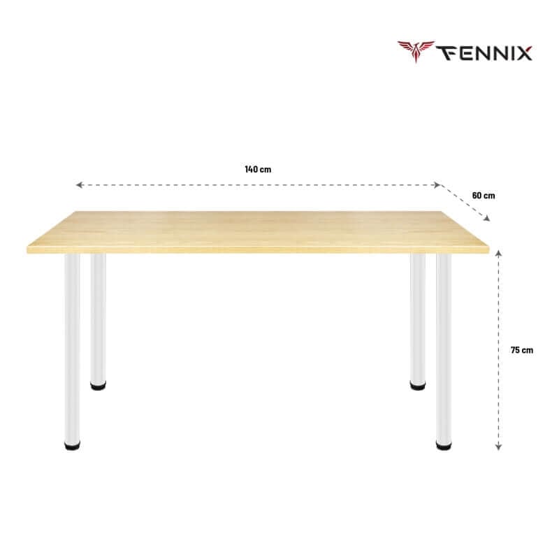 โต๊ะทำงาน Fennix รุ่น LINNMON 140*60cm สีน้ำตาล/ขาว