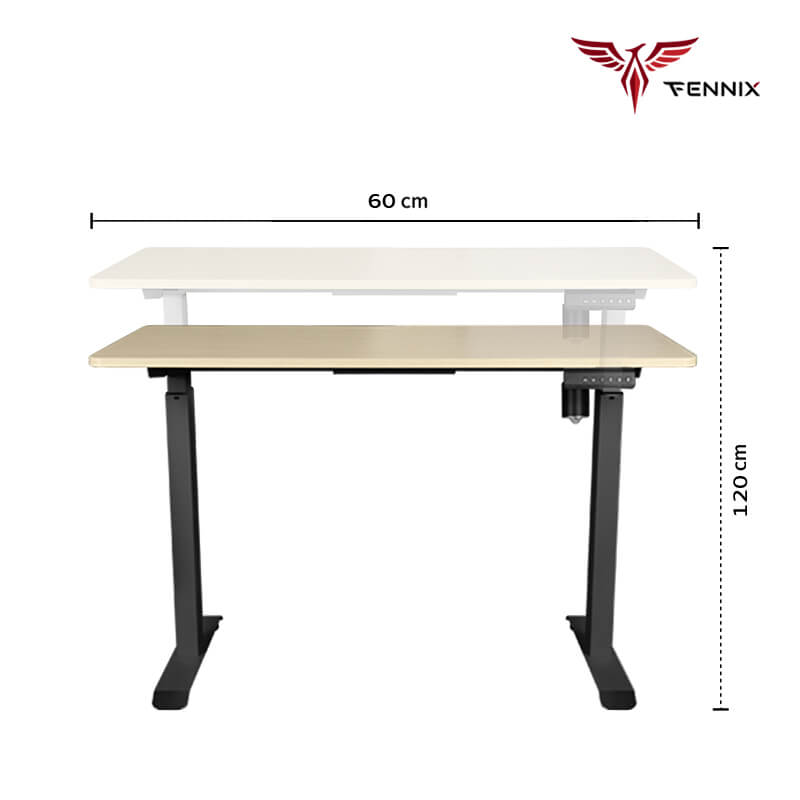 โต๊ะทำงานเพื่อสุขภาพ Fennix รุ่น 120*60cm สีโอ๊ค/ดำ
