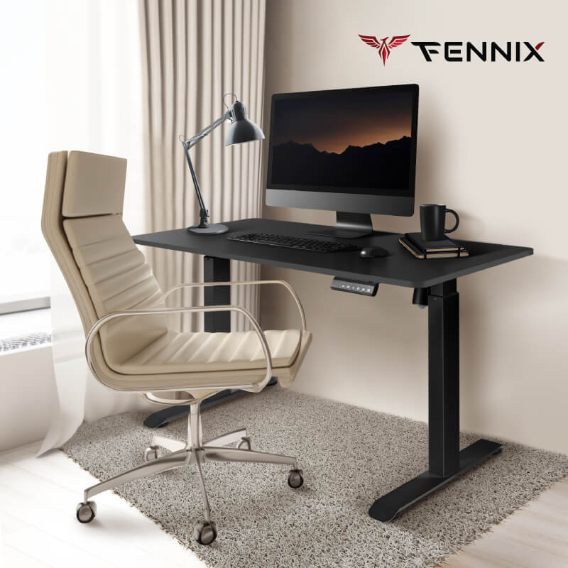 โต๊ะทำงานเพื่อสุขภาพ Fennix รุ่น 160*80cm สีดำ