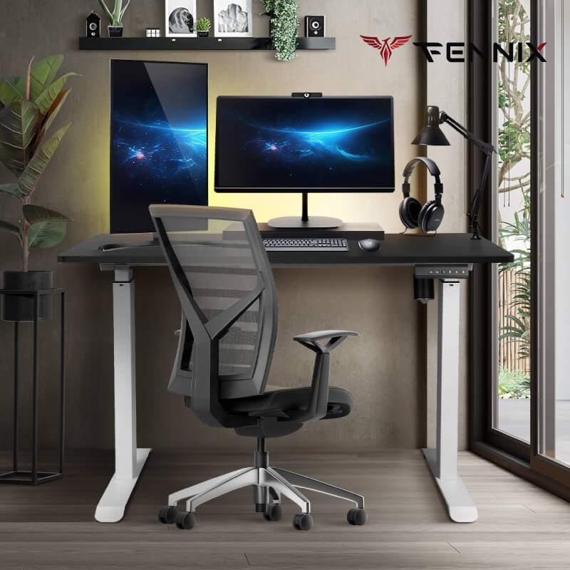 โต๊ะทำงานเพื่อสุขภาพ Fennix รุ่น 160*80cm สีดำ/ขาว
