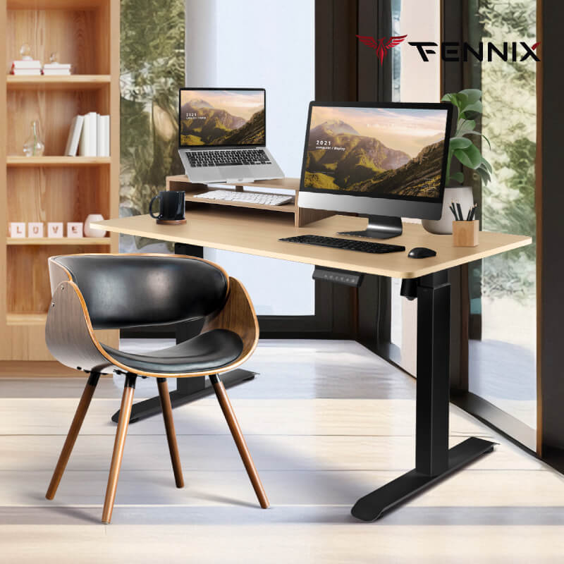 โต๊ะทำงานเพื่อสุขภาพ Fennix รุ่น 120*60cm สีโอ๊ค/ดำ