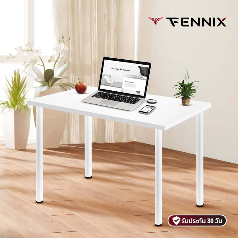 โต๊ะทำงาน Fennix รุ่น LINNMON 120*60cm สีขาว