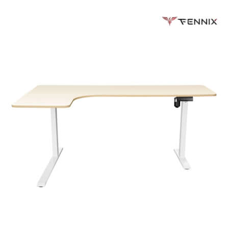 โต๊ะทำงานเพื่อสุขภาพ Fennix รุ่น L-Shaped สีโอ๊ค/ขาว