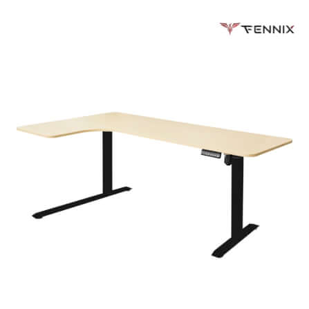 โต๊ะทำงานเพื่อสุขภาพ Fennix รุ่น L-Shaped สีโอ๊ค/ดำ