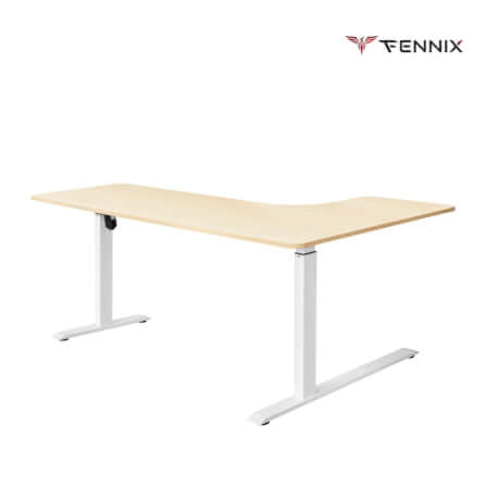 โต๊ะทำงานเพื่อสุขภาพ Fennix รุ่น L-Shaped สีโอ๊ค/ขาว_1