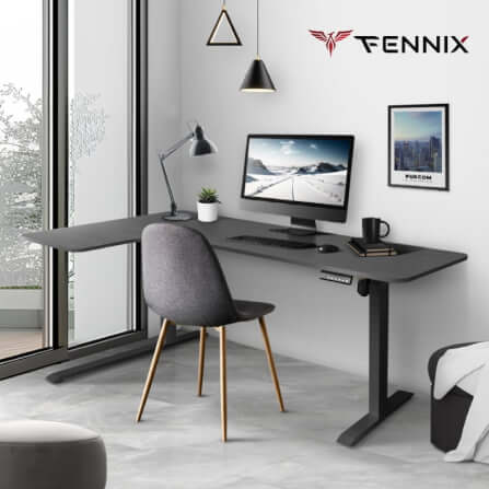 โต๊ะทำงานเพื่อสุขภาพ Fennix รุ่น L-Shaped สีดำ_1