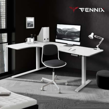 โต๊ะทำงานเพื่อสุขภาพ Fennix รุ่น L-Shaped สีขาว_1