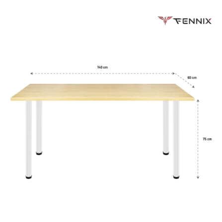 โต๊ะทำงาน Fennix รุ่น LINNMON 140*60cm สีน้ำตาล/ขาว_2
