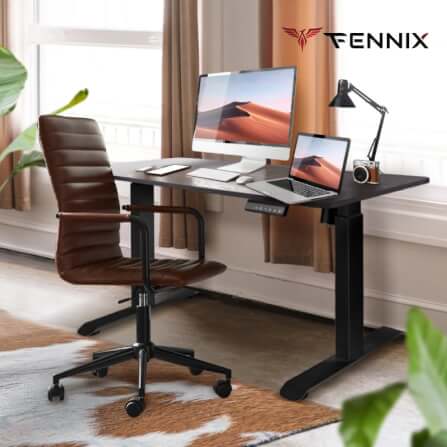โต๊ะทำงานเพื่อสุขภาพ Fennix รุ่น 120*60cm สีไม้สีเข้ม/ดำ_3