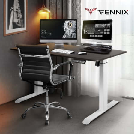 โต๊ะทำงานเพื่อสุขภาพ Fennix รุ่น 160*80cm สีไม้สีเข้ม/ขาว_3