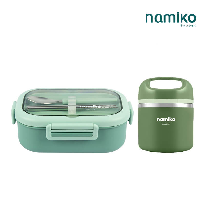 [SHIBUYA SETC] NAMIKO กล่องอาหารพร้อมกระติกสเตนเลสเก็บอุณหภูมิ FOOD GRADE - สีเขียว