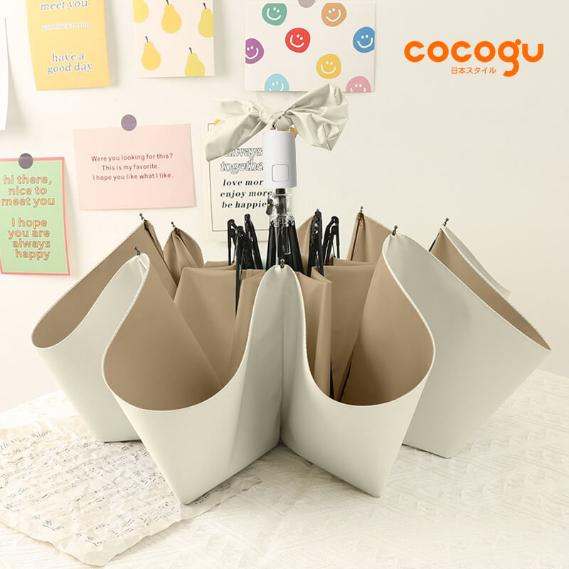 ร่มกันแดดฝน เปิด-ปิดอัตโนมัติ COCOGU UPF50+ สีเบจ