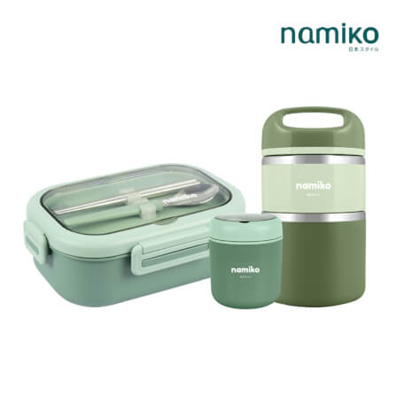 [HARAJUKU SETB] NAMIKO กระติกเก็บอุณภูมิ,กล่องอาหาร,ถ้วยซุปสเตนเลส FOOD GRADE - สีเขียว_1