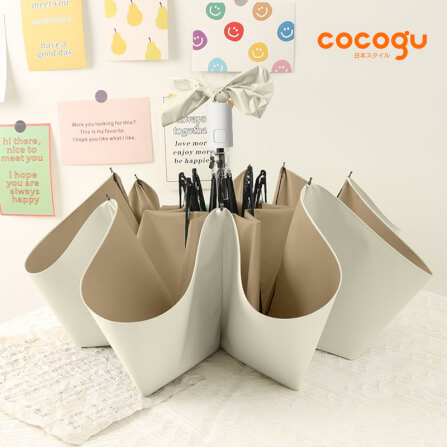 ร่มกันแดดฝน เปิด-ปิดอัตโนมัติ COCOGU UPF50+ สีเบจ_1