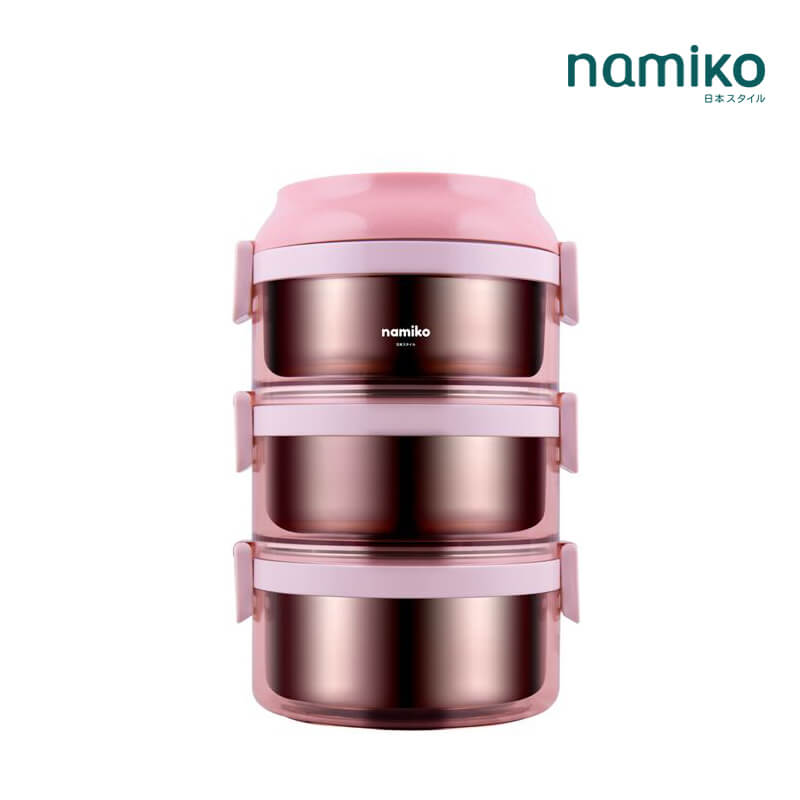 ปิ่นโต Namiko รุ่น #6586-2 3 ชั้น 2350 ml สีชมพู_7