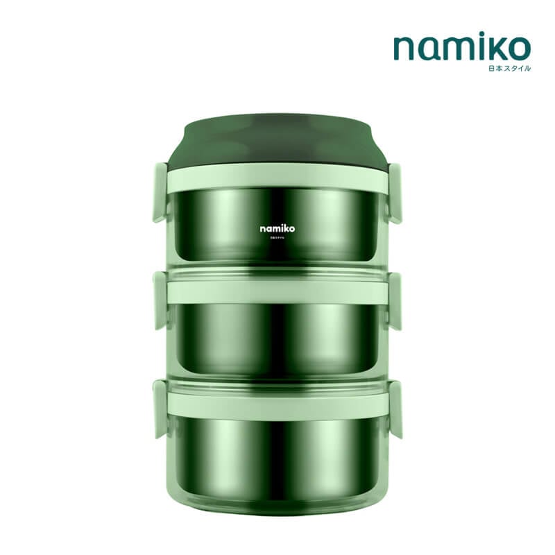 ปิ่นโต Namiko รุ่น #6586-2 3 ชั้น 2350 ml สีเขียว_7