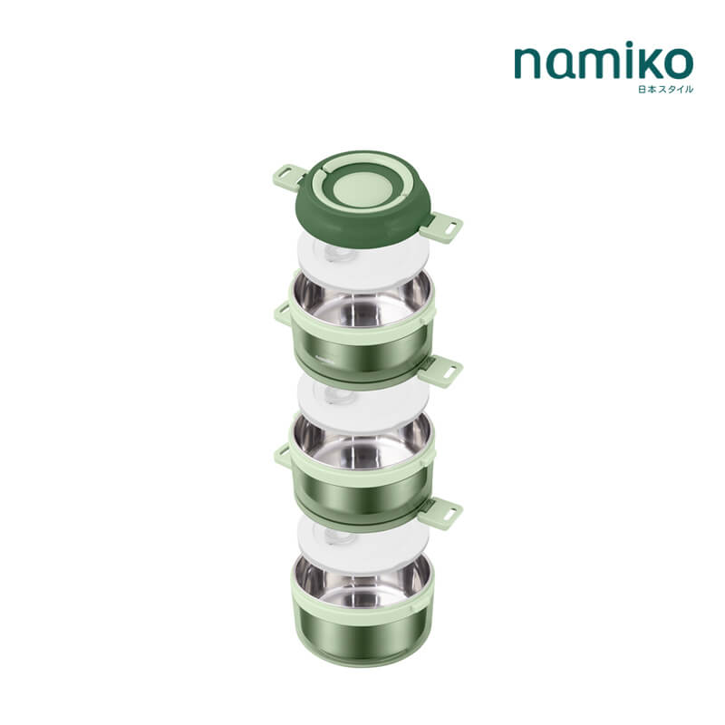 ปิ่นโต Namiko รุ่น #6586-2 3 ชั้น 2350 ml สีเขียว