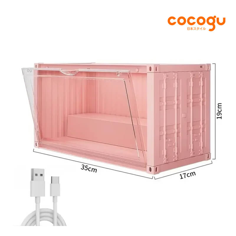 กล่องจัดเก็บโมเดล COCOGU รุ่น 910-1 มีไฟ สีชมพู_1